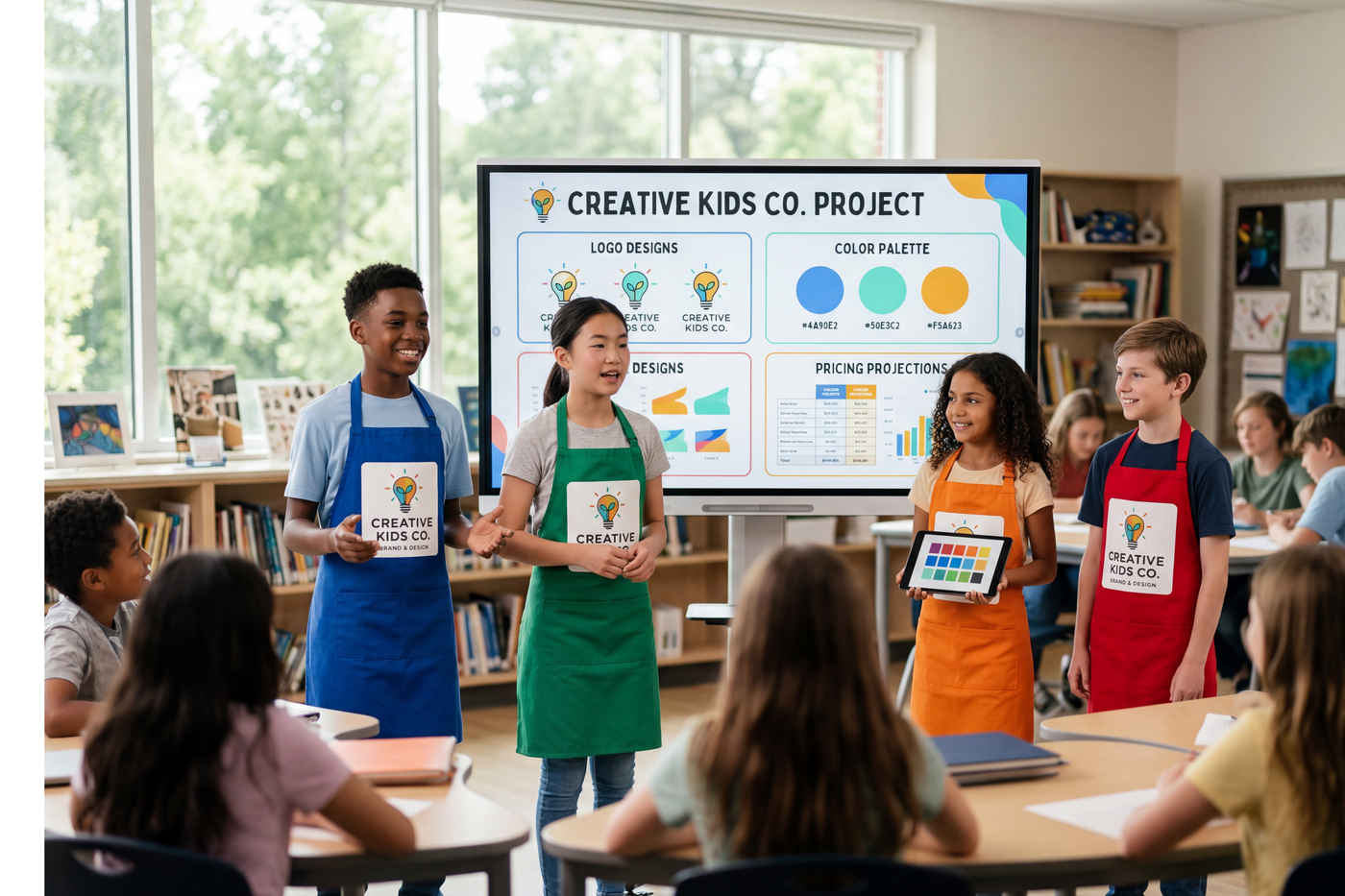 Students participating in an AllBoss entrepreneurship program