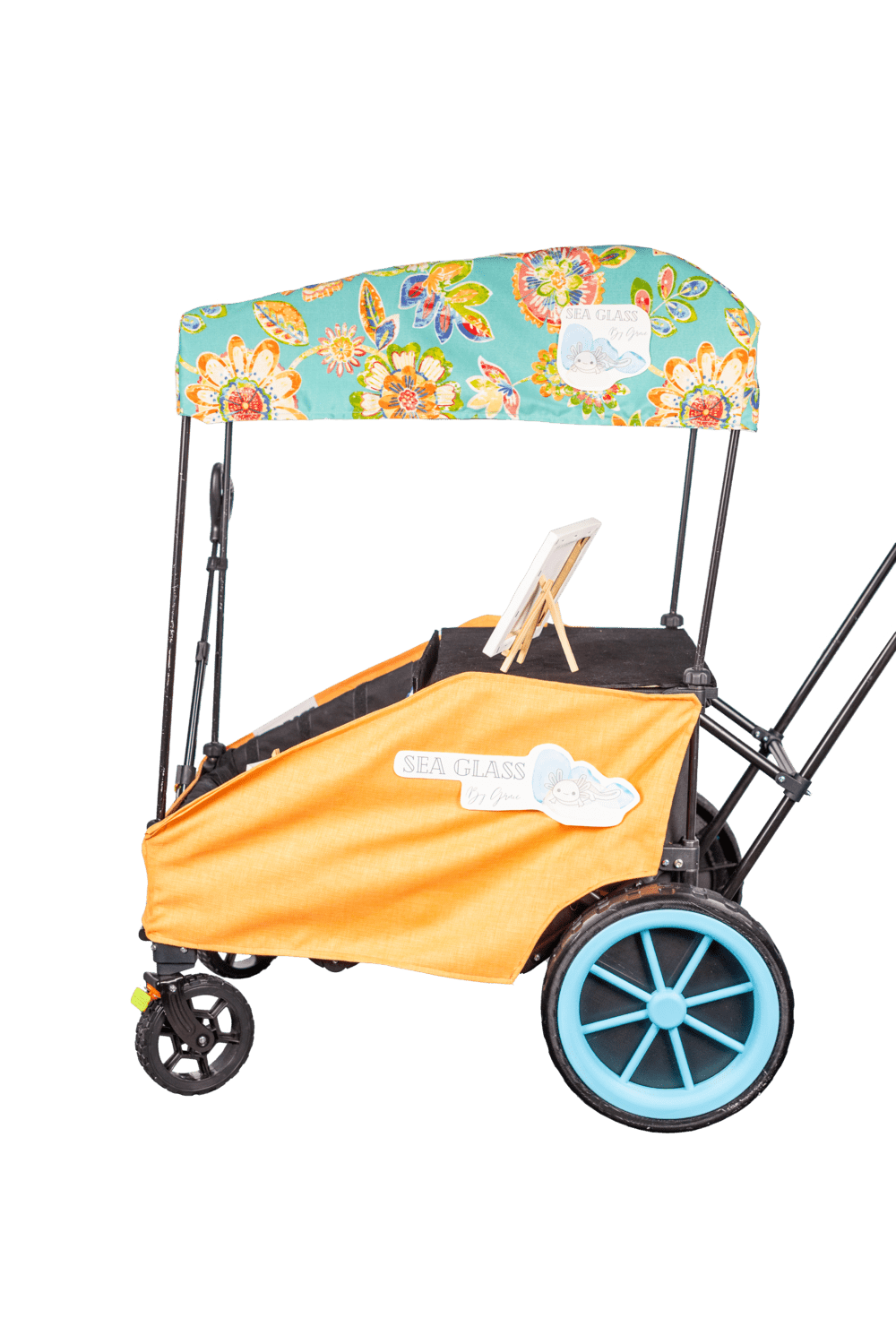 Limited Edition Farmers Market Teal Floral Canopy Skin. AllBoss Canopies slide on and off for simple and easy changeovers. Canopy only, all other products sold separately.